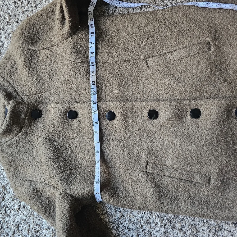 VTG Victorias Secret Mocca Mousse Tan Bouclé Midi Coat Button Y2K Size 12-14‎